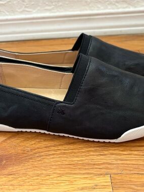 Frye Black Slip-On Flats with White Sole